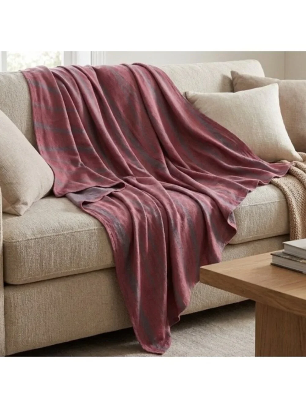 💠Goldwin Turkish Airlines Business Class Flannel Throw Blanket Striped Scarf